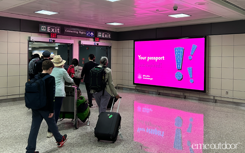 Digital Airport with Pink US Passport Creative