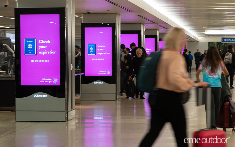 Consecutive Digital Airport with Purple US Passport Creative