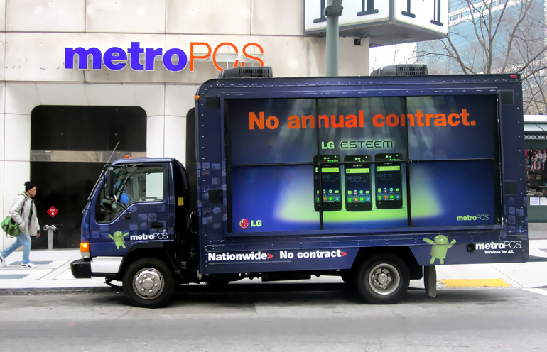 Image of a video mobile billboard campaign in Atlanta for a major cell phone service provider