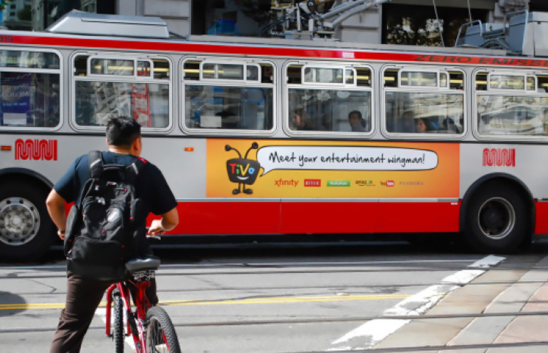 Image of bus advertising media used in San Francisco
