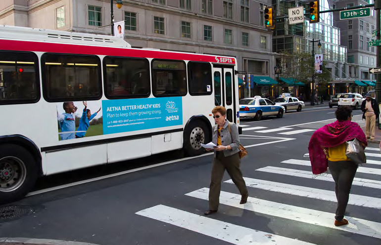 Image of bus advertising media in Philadelphia