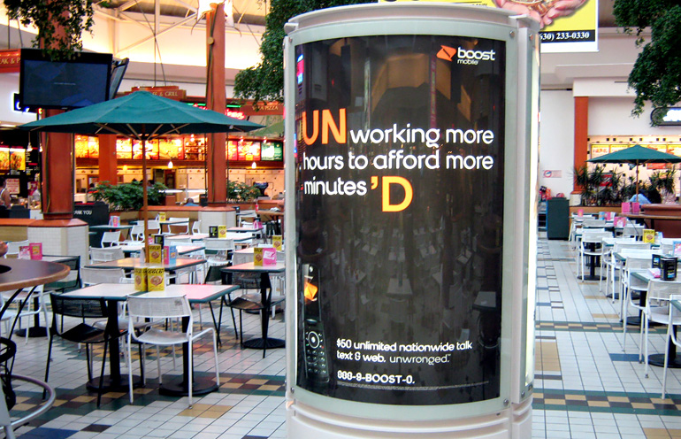 Image of mall advertising used by a national cell phone provider