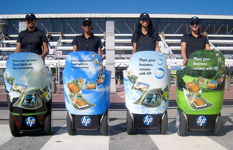 Image of a group of Segway ads used to reach convention attendees in Atlanta