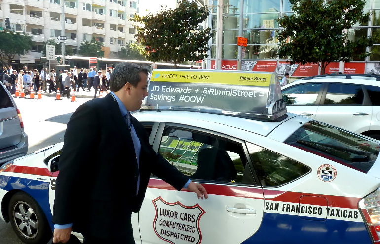 Image of taxi advertising used to reach an event audience