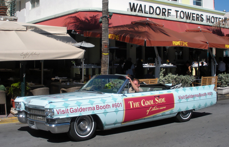Image of a wrapped vehicle in Miami used to advertise to convention attendees