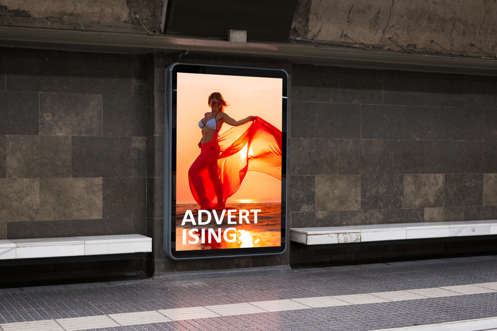 Digital wall advertisement in public transportation area
