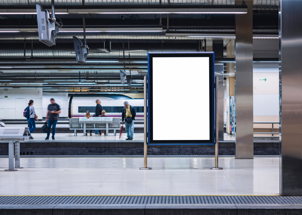 Image of a blank sign in a subway station