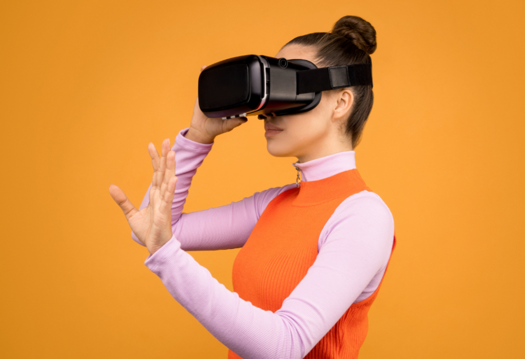 Woman using a VR headset