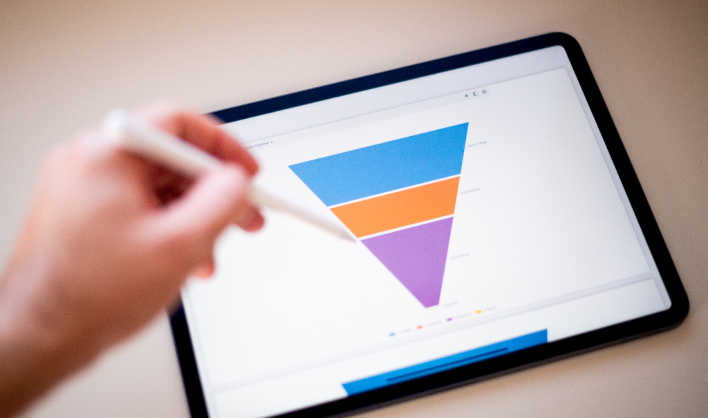 Marketing funnel image on a tablet