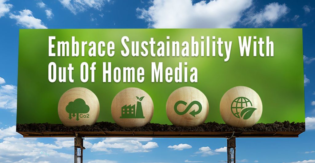 a billboard featuring an message about sustainable advertising