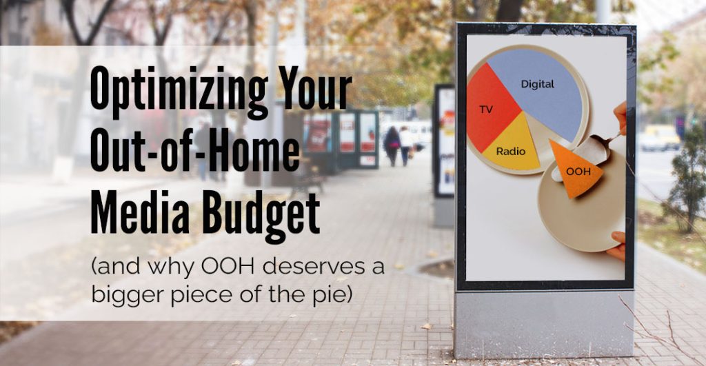 an image of an Out-of-home media display, and title text on budget optimization