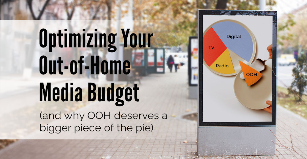 an image of an Out-of-home media display, and title text on budget optimization