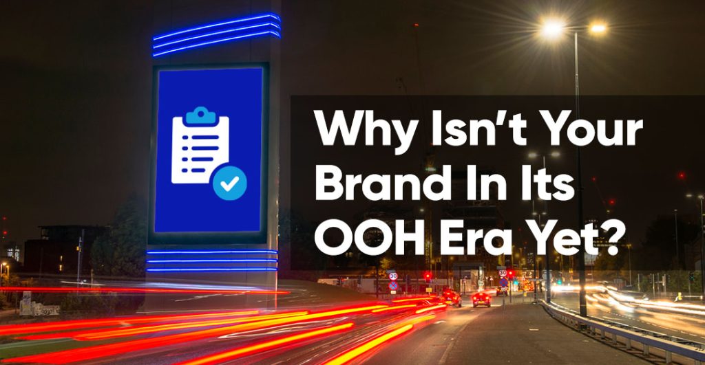 a billboard with a survey icon