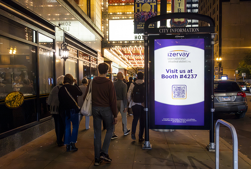image of transit shelter ad for medical conference
