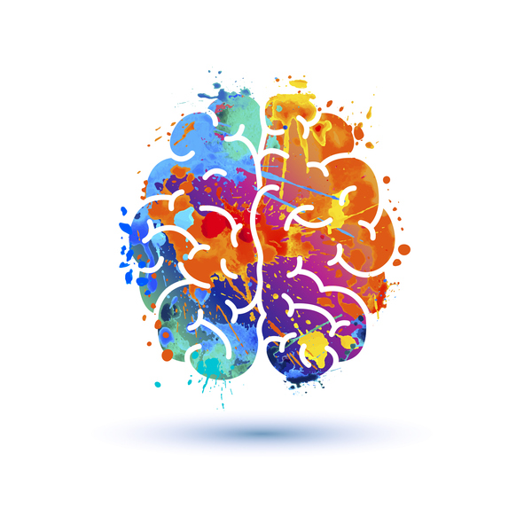 Human brain icon. Splash paint an image of a human brain showing the idea of memory