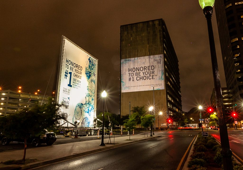 an image of out-of-home media being used for conference marketing